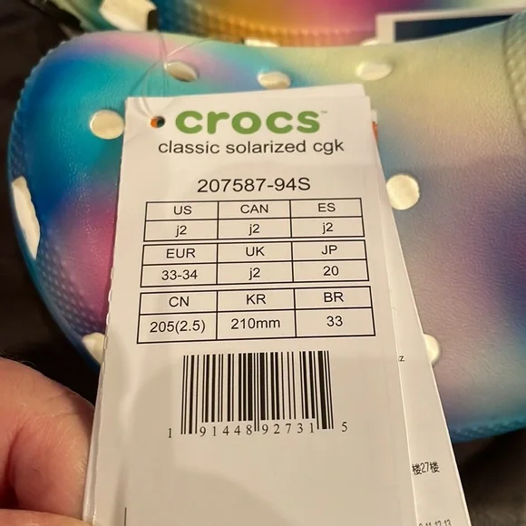 NEW Classic Solarized Crocs Juniors size 2 - Picture 6 of 6